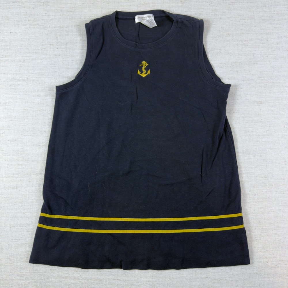 Jones New York Sport Navy Blue Nautical Anchor Sleeveless Cotton Top Small